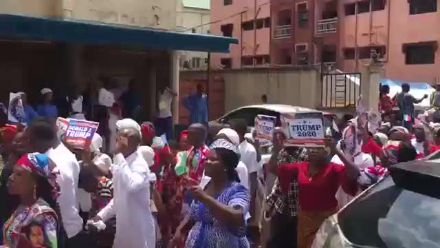 A parade in Nigeria for President Trump