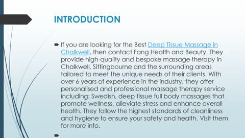 Get The Best Deep Tissue Massage in Chalkwell.