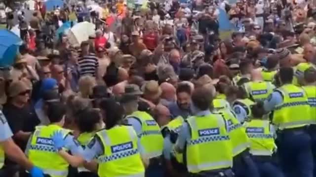 Fakt: Die Neuseeländische Polizei stellt sich gegen Demonstranten.