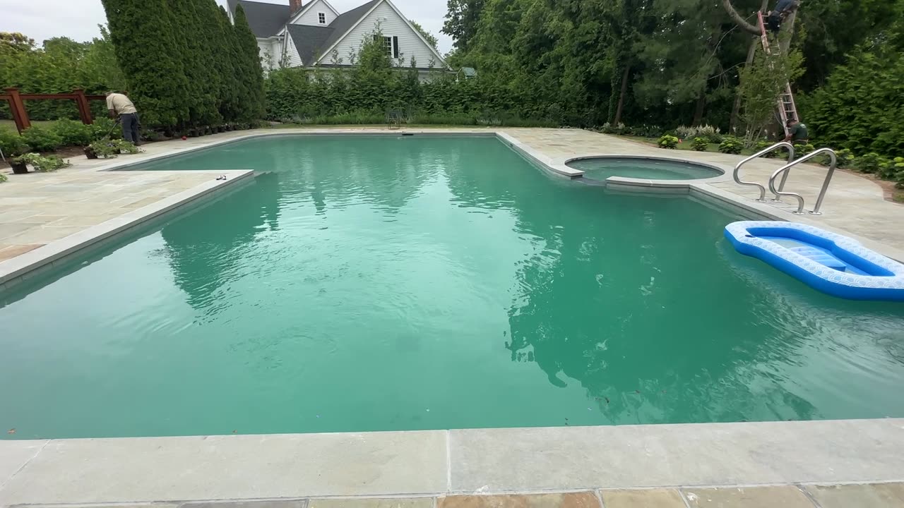 Marble Dusting Gunite Swimming Pool on Long Island in Cedarhurst NY