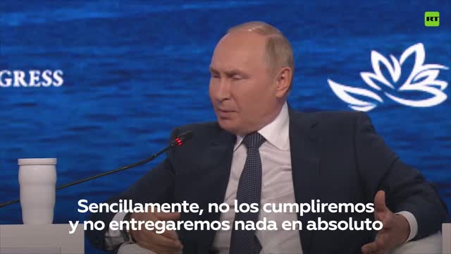 Putin: "Non forniremo nulla a nessuno se questo contraddice i nostri interessi economici".coloro che cercano di imporre qualcosa alla Russia "non sono nella posizione di dettare la loro volontà" e dovrebbero rinsavire: "Non conse