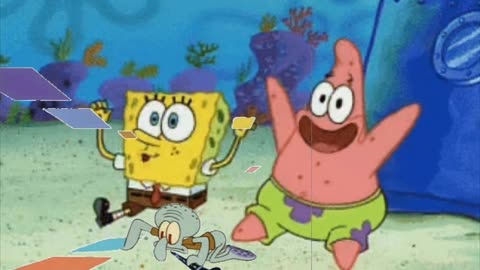 Squidward Is Playing With Tiles While SpongeBob And Patrick Cheer The Weekend Starting 🥳