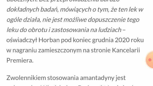 Horban wcześniej zachwalał Amantadyne