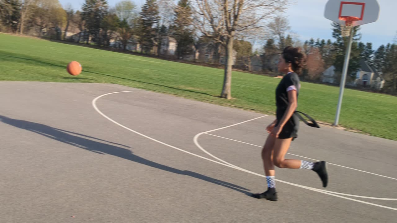 Caty at Plank South Elementary School shooting some hoops 2023