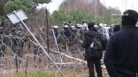 Refugees on the border of Belarus with Poland