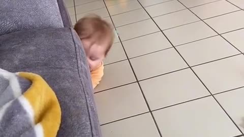 Mom and son play hide and seek