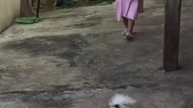 Adorable kids playing with cute little puppy!