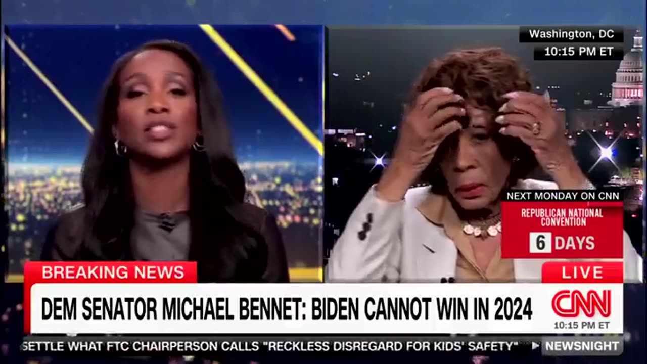 Low IQ Maxine Waters fixing her wig on Live TV