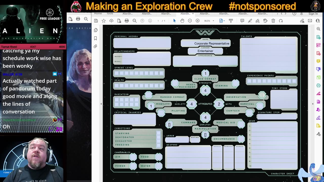 Expedition Crew in Alien RPG Building Better Worlds: A Kid, Entertainer, and Medic