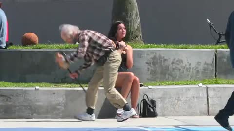 Grandpa backflips check people`s reaction to this prank....