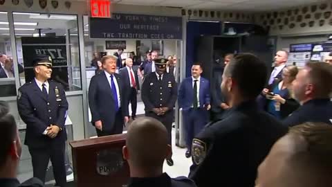 Trump meeting with police officers in New York City on 9/11.