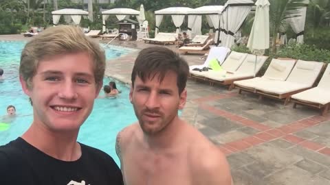 Kid mets Messi at his resort in Turks and Caicos!