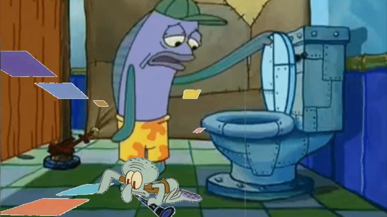 Squidward Is Playing With Tiles In The Bathroom 🧻