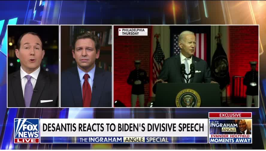 Ron DeSantis criticizes Biden for saying only some Republicans are “acceptable.”