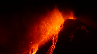 Explosion of Mount Etna Volcano