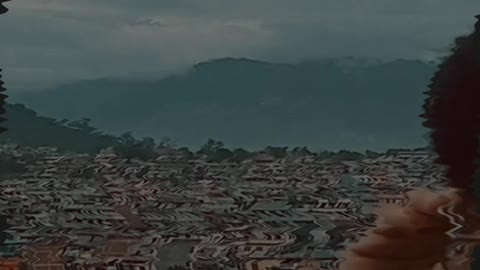 The view near my house.roof mountains clouds