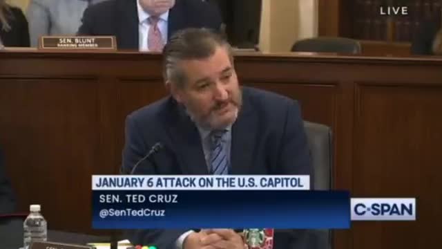 The video of Ted Cruz today referring to January 6th as a "violent terrorist attack on the Capitol"