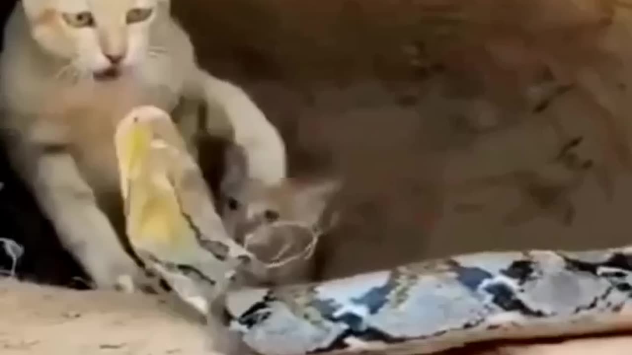 Cat vs Giant Python