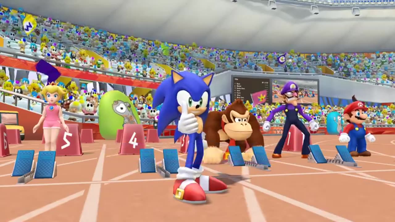 Mario & Sonic at the London 2012 Olympic Games - 100m Sprint All Character (Secrets Revealed)