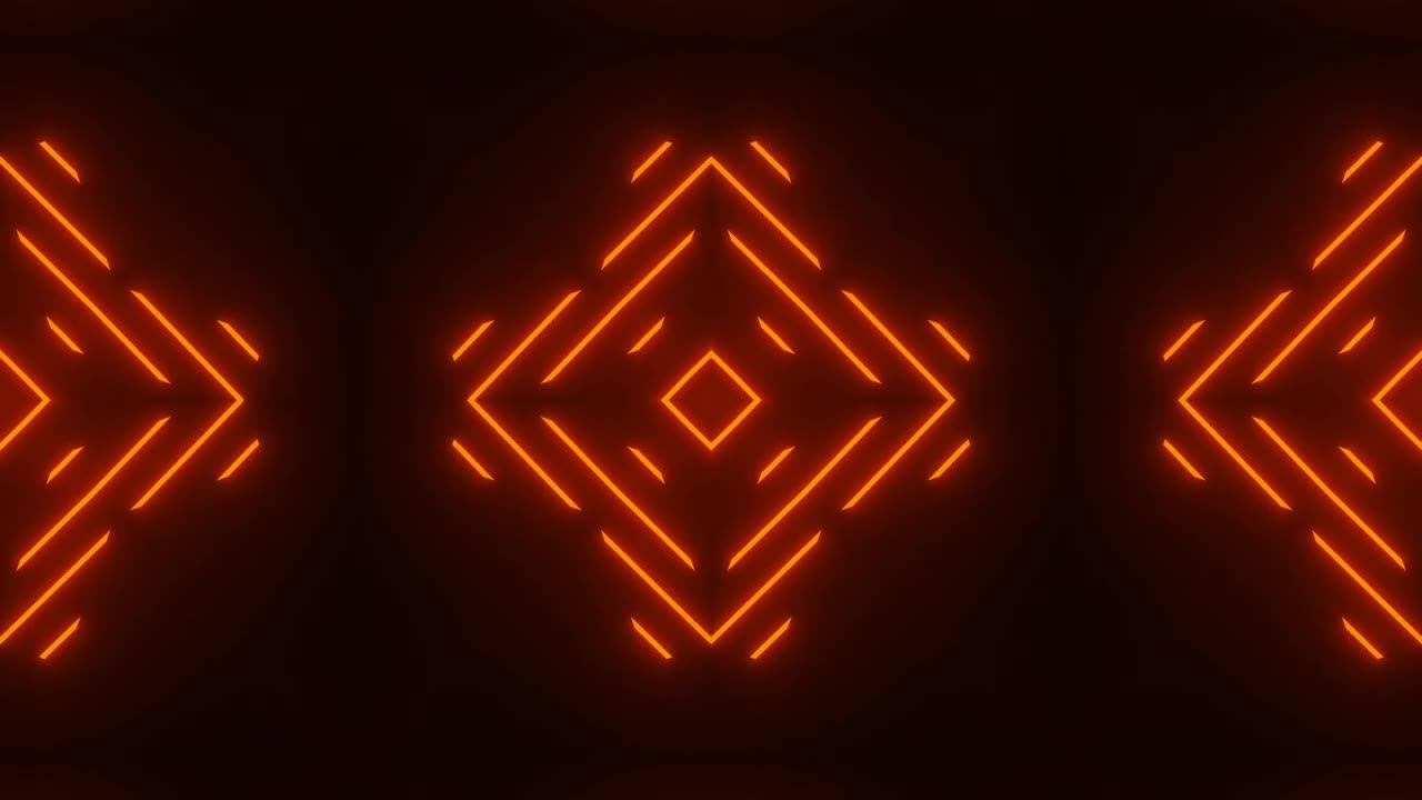 Red neon lights pattern in a prism divided