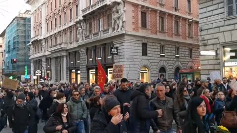 Genova, Italy: vaccine passport/mandate protest, Jan. 22, 2022