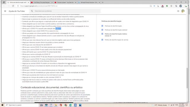 VEJAM QUAIS SÃO A POLITICA DE DESINFORMAÇÃO DO YOUTUBE