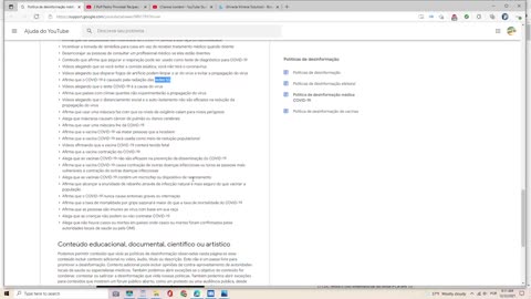 VEJAM QUAIS SÃO A POLITICA DE DESINFORMAÇÃO DO YOUTUBE