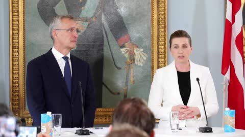 NATO Secretary General with the Prime Minister of Denmark Mette Frederiksen, 19 MAY 2022