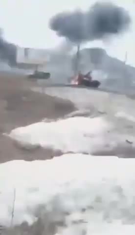 Explosion of a Russian trench tank with a crew