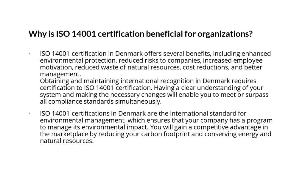 ISO 14001 Certification in Denmark