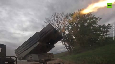 Russia’s Grad multiple launch rocket system in action amid ongoing military operation