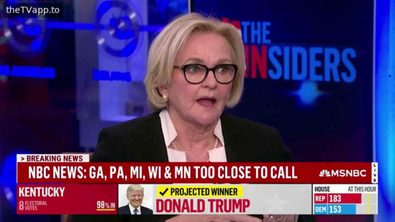 MSNBC's Claire McCaskill looks like she is about to cry as she announces “very