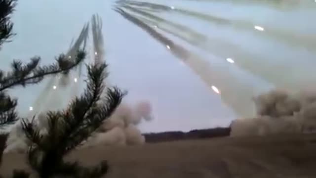 Ukraine War War in Donbass Launch BM 21 Grad Rocket System Rocket Artillery