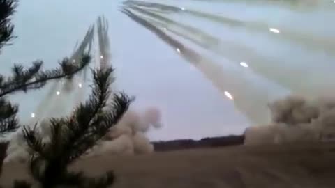 Ukraine War War in Donbass Launch BM 21 Grad Rocket System Rocket Artillery