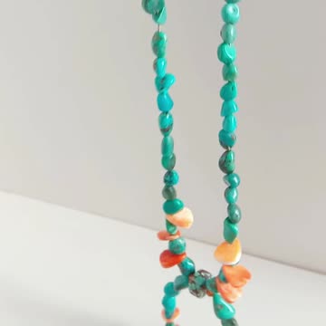 Turquoise beads Rutilated quartz roundle Black Ghost phantom quartz Amethyst pendant necklace 02