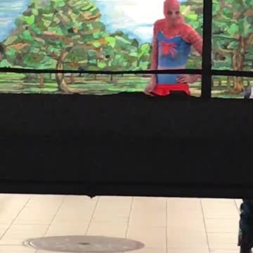 Guy dressed up as spiderman dances to beyonce in subway station