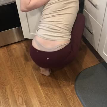 Cute Blonde Grey Thong in the Kitchen
