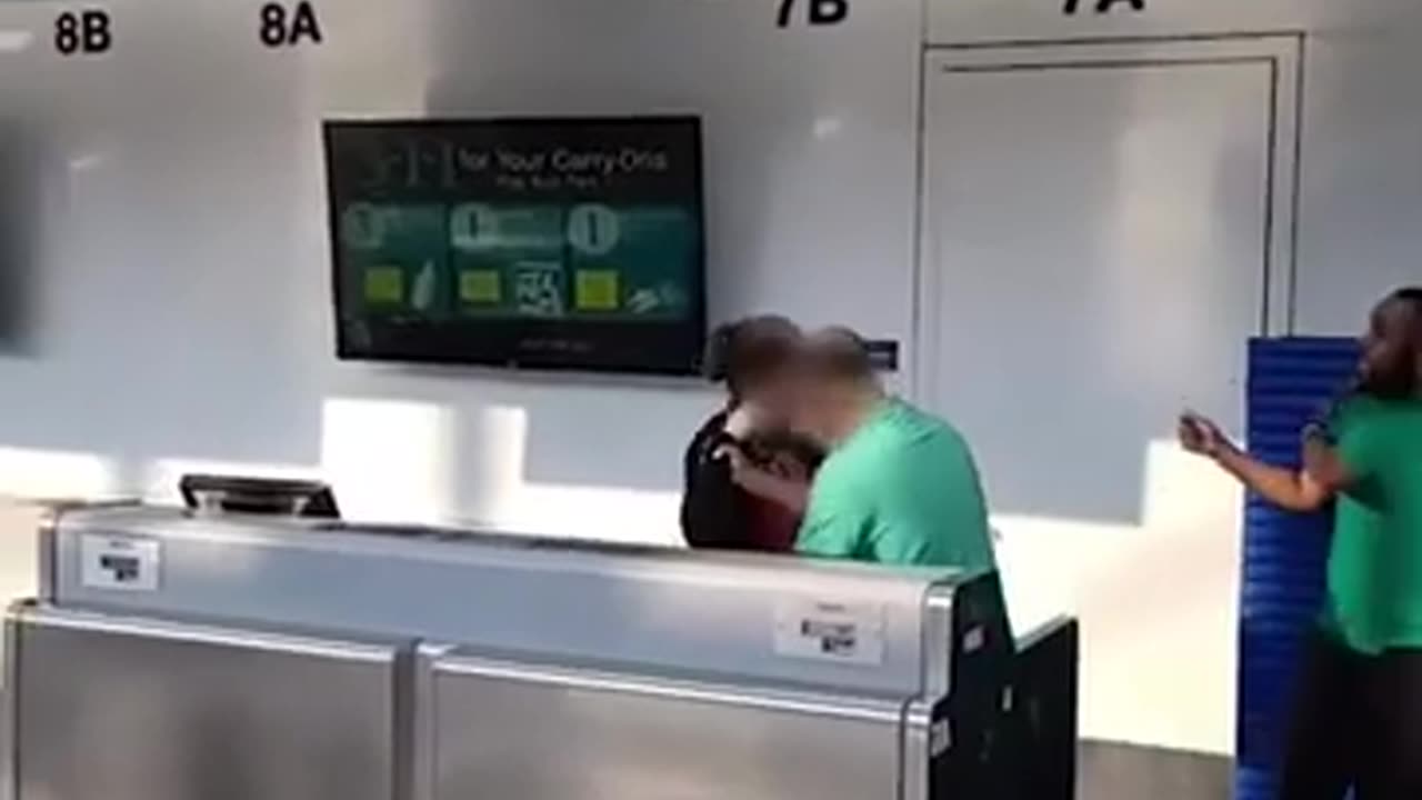 Angry passenger throws computer monitor at airline staff after missing flight