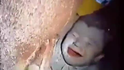 Little Baby(Kid) Gets Saved From A Destroyed Building In Gaza