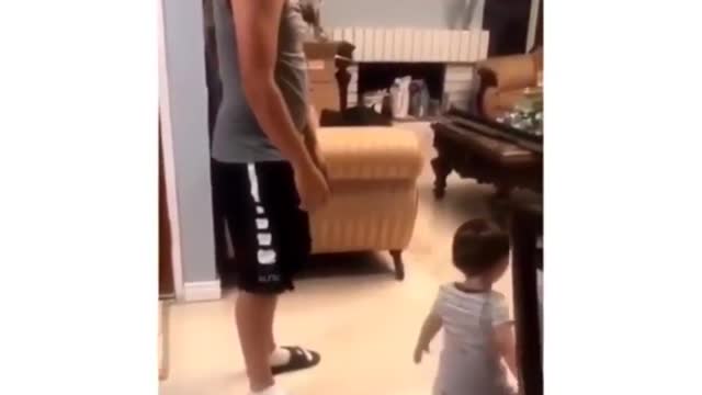 Dog wants to get tossed in the air like baby!