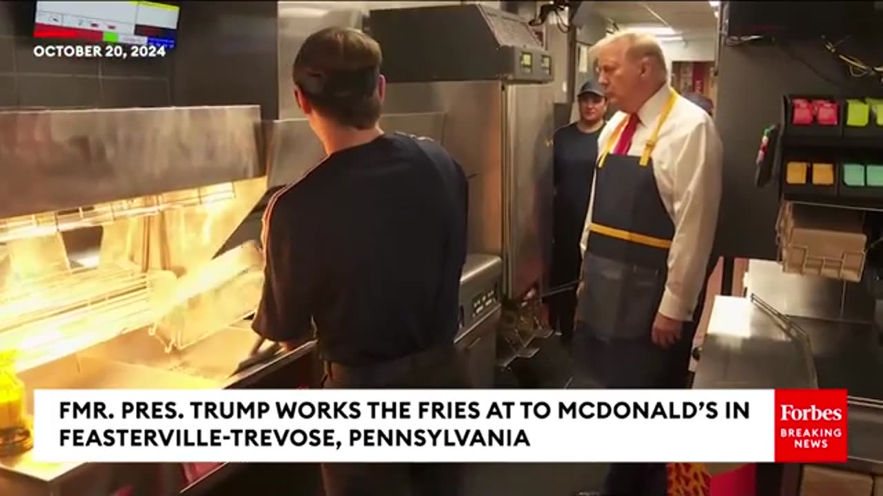 Trump Works The Fries At Pennsylvania McDonald's - And Accuses Kamala Harris Of Lying!