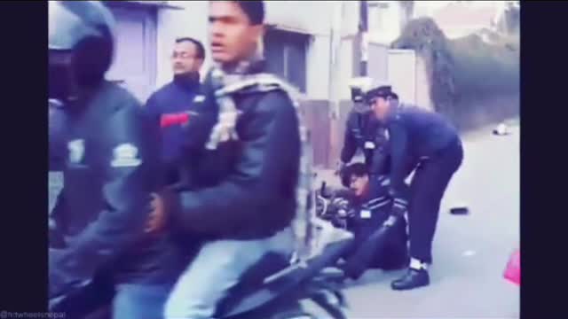 Live accident Hit traffic police and run in Nepal