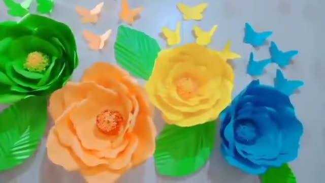 Paper Flowers Large paper flowers tutorial wall decoration#papercraft#giantpaperflowers