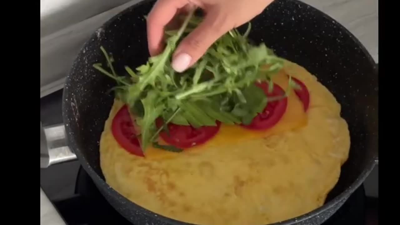 Best Breakfast Idea [ egg, tomatoes, cheese, arugula #food #breakfast #shortsfeed #recipe