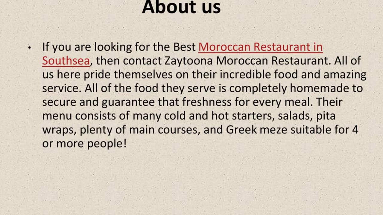 Best Moroccan Restaurant in Southsea.