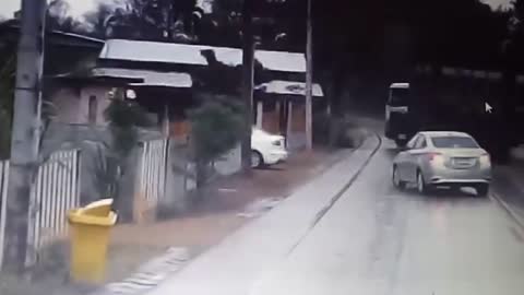 House-Towing Truck Nearly Wrecks