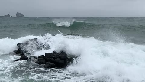 I almost died trying to take a picture of the waves on the beach.