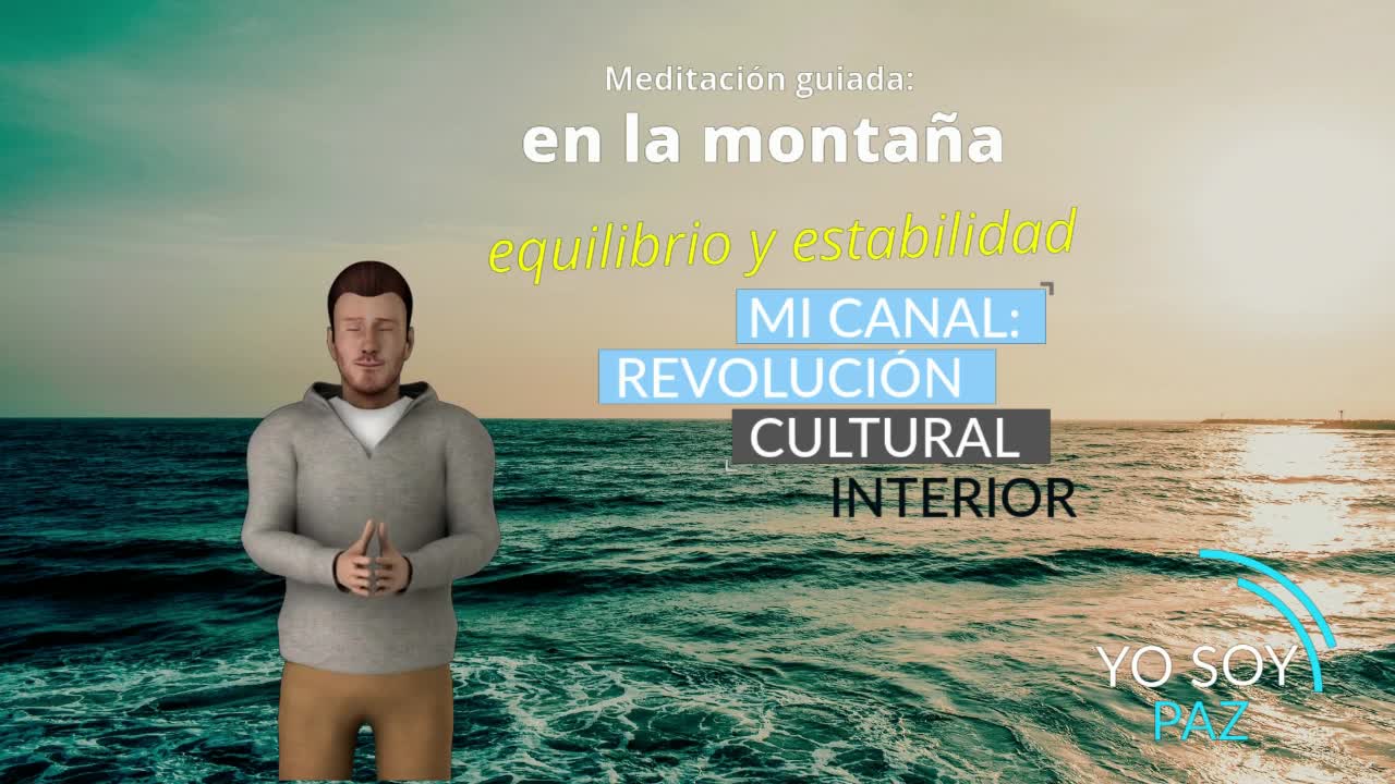 Mindfulness, meditación guiada en la montaña, equilibrio y estabilidad