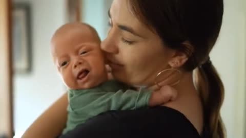 Cute baby crying and mother in law