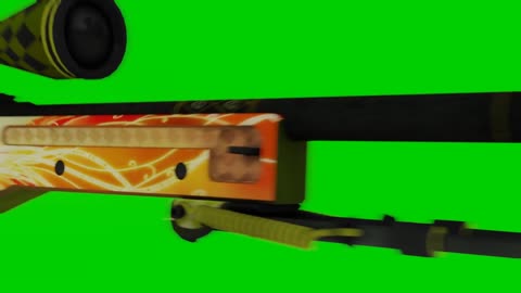 3d gun firing wiith green screen - animation for video editing purposes